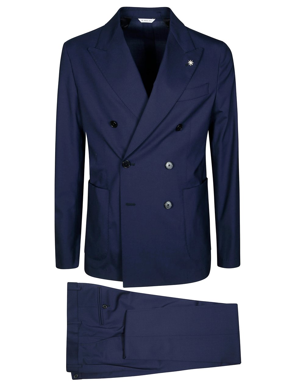 Manuel Ritz Deep Navy Double Breasted Wool Suit Zwart