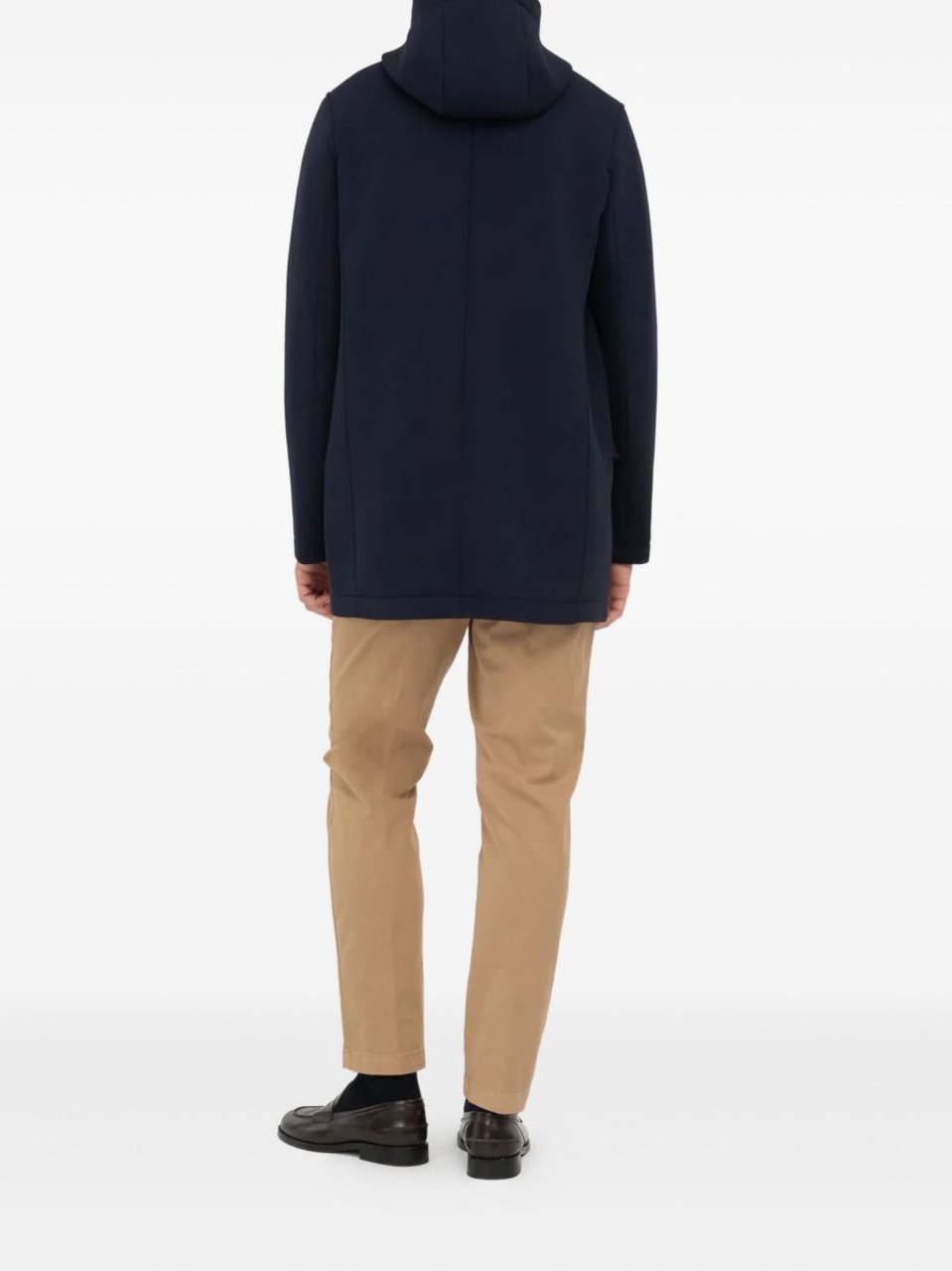 Manuel Ritz Hooded Blue Parka With Concealed Front Zipper And Flap Zwart