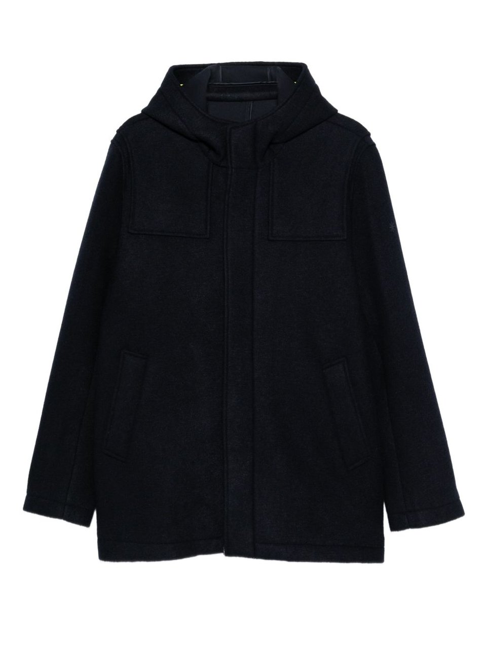 Manuel Ritz Short-Length Wool Coat With Hood And Functional Pockets Zwart