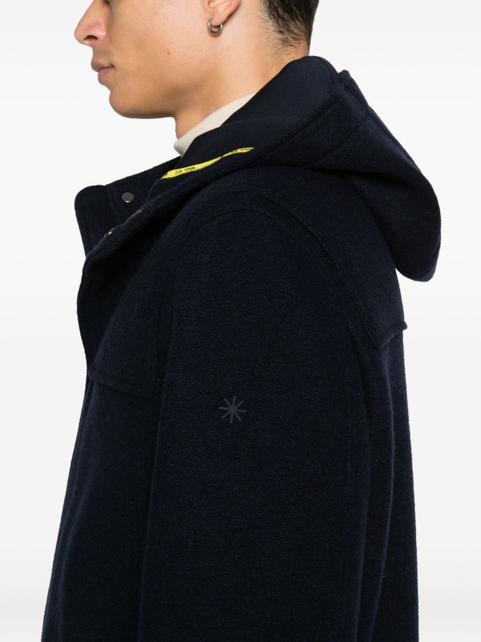 Manuel Ritz Short-Length Wool Coat With Hood And Functional Pockets Zwart