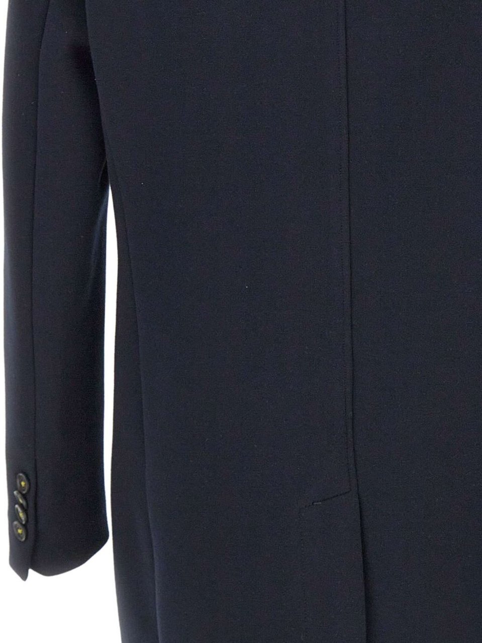 Manuel Ritz Navy Blue Wool Coat With Removable Bib And Adjustable Hood Zwart