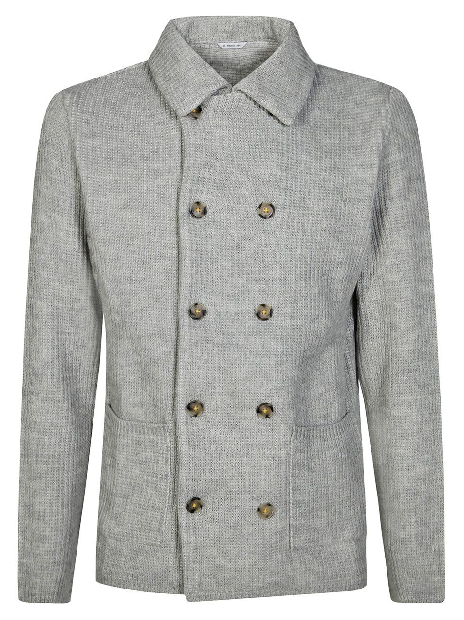 Manuel Ritz Double-Breasted Knit Jacket Grijs