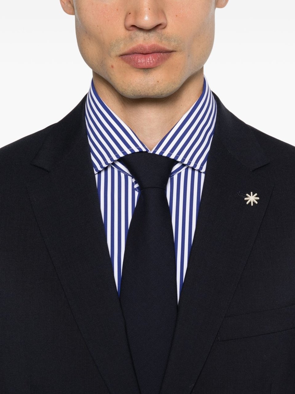 Manuel Ritz Tailored Virgin Wool Notch Lapels Suit Zwart