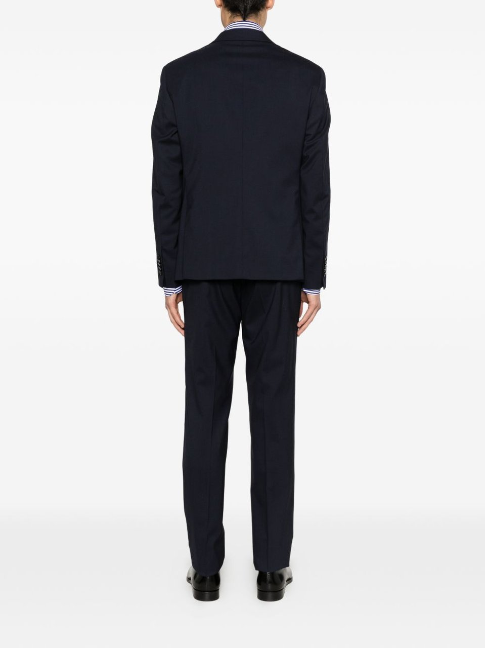 Manuel Ritz Tailored Virgin Wool Notch Lapels Suit Zwart