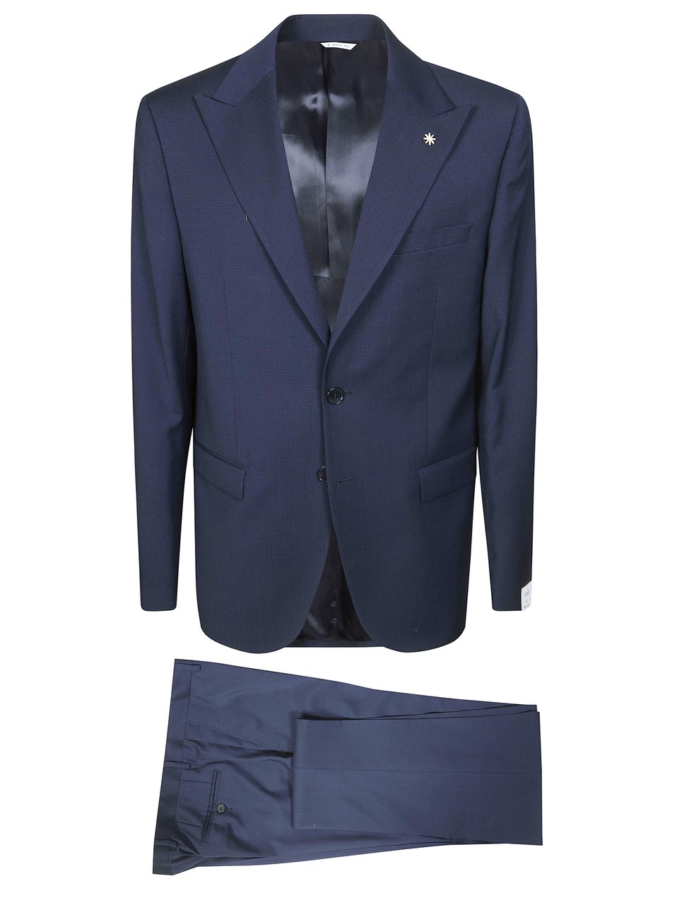 Manuel Ritz Microfantasia Tailored Texture Wool Suit Zwart