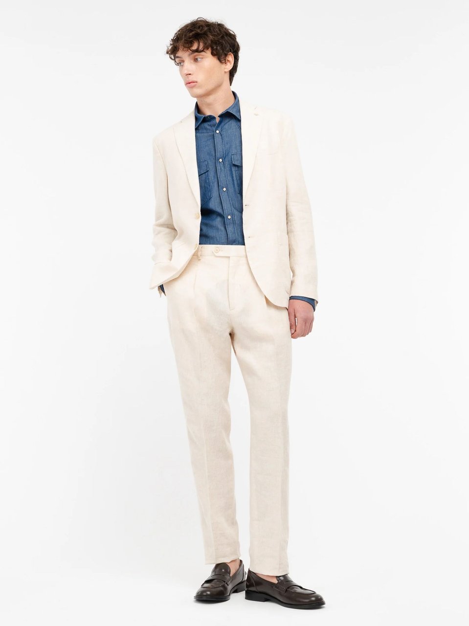 Manuel Ritz Light Beige Tailored Blazer Suit Wit