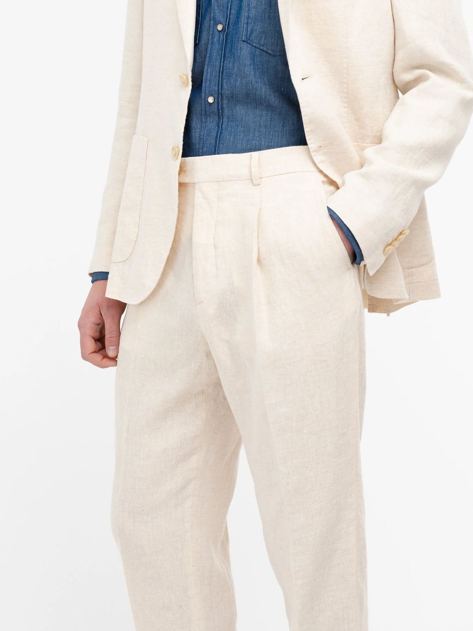 Manuel Ritz Light Beige Tailored Blazer Suit Wit