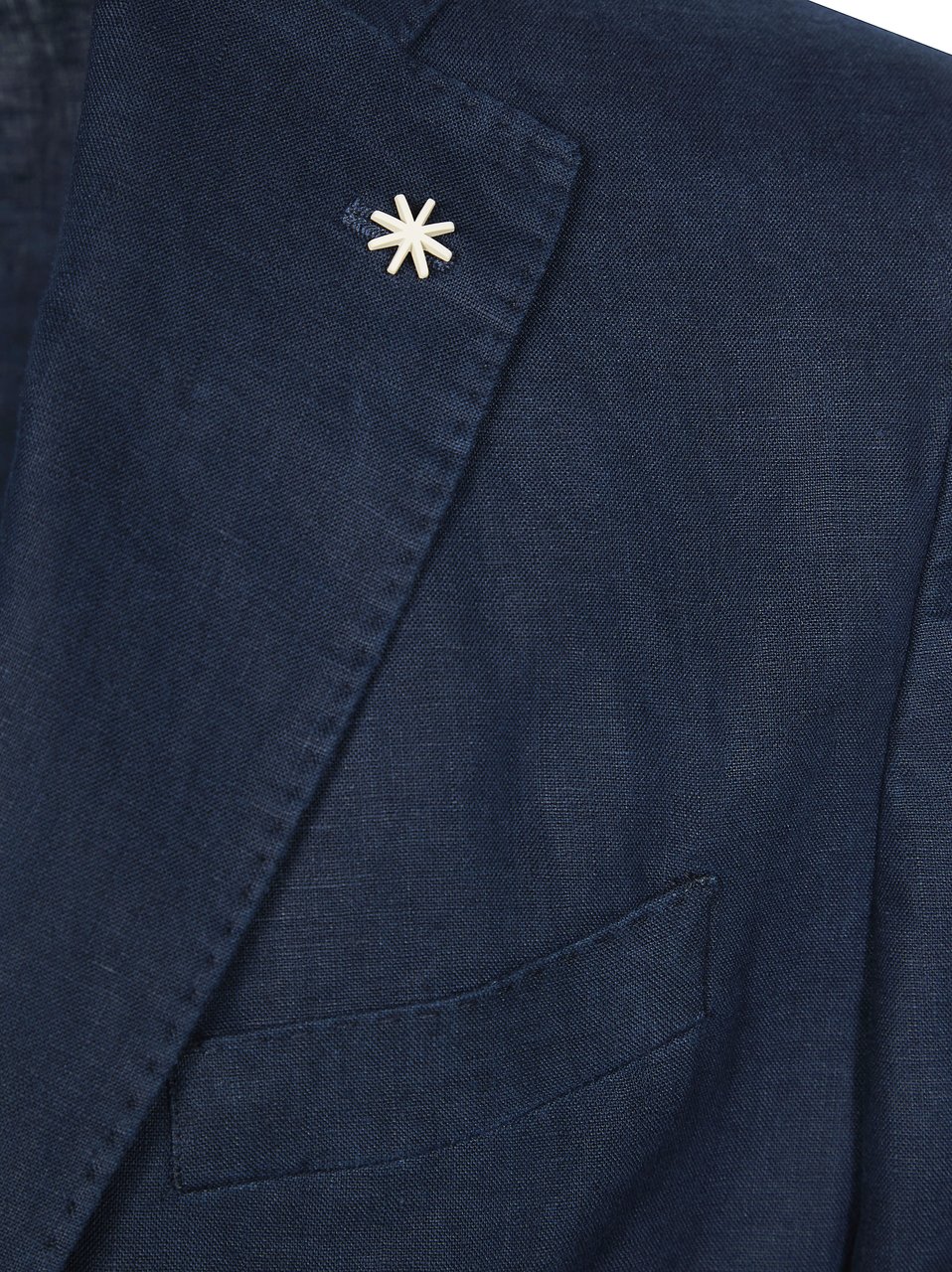 Manuel Ritz Deep Navy Premium Linen Patch Pocket Suit Zwart