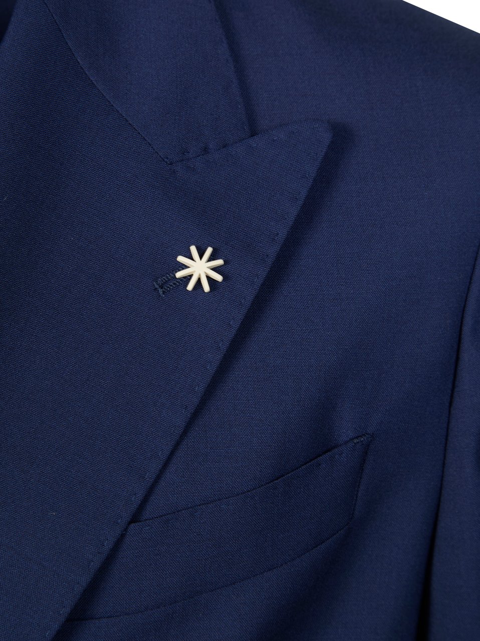 Manuel Ritz Deep Blue Double Breasted Peak Lapel Suit Zwart