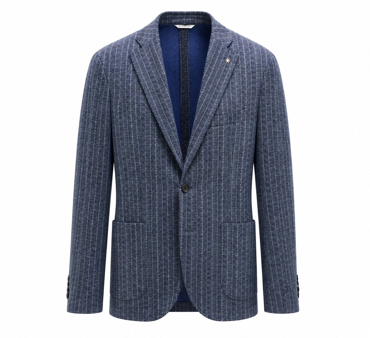 Manuel Ritz Pinstripe Pattern Two Button Classic Blazer Blauw