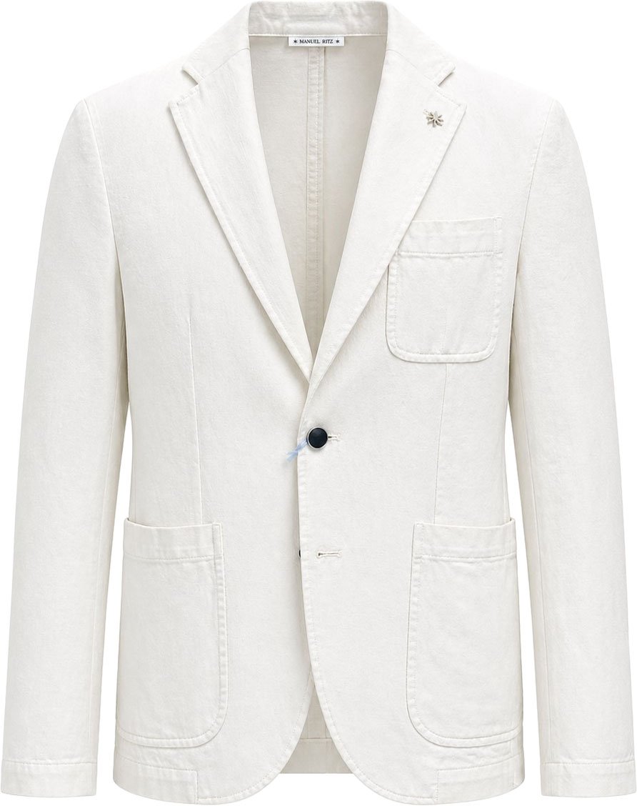 Manuel Ritz Off-White Single Breasted Notch Blazer Jacket Wit
