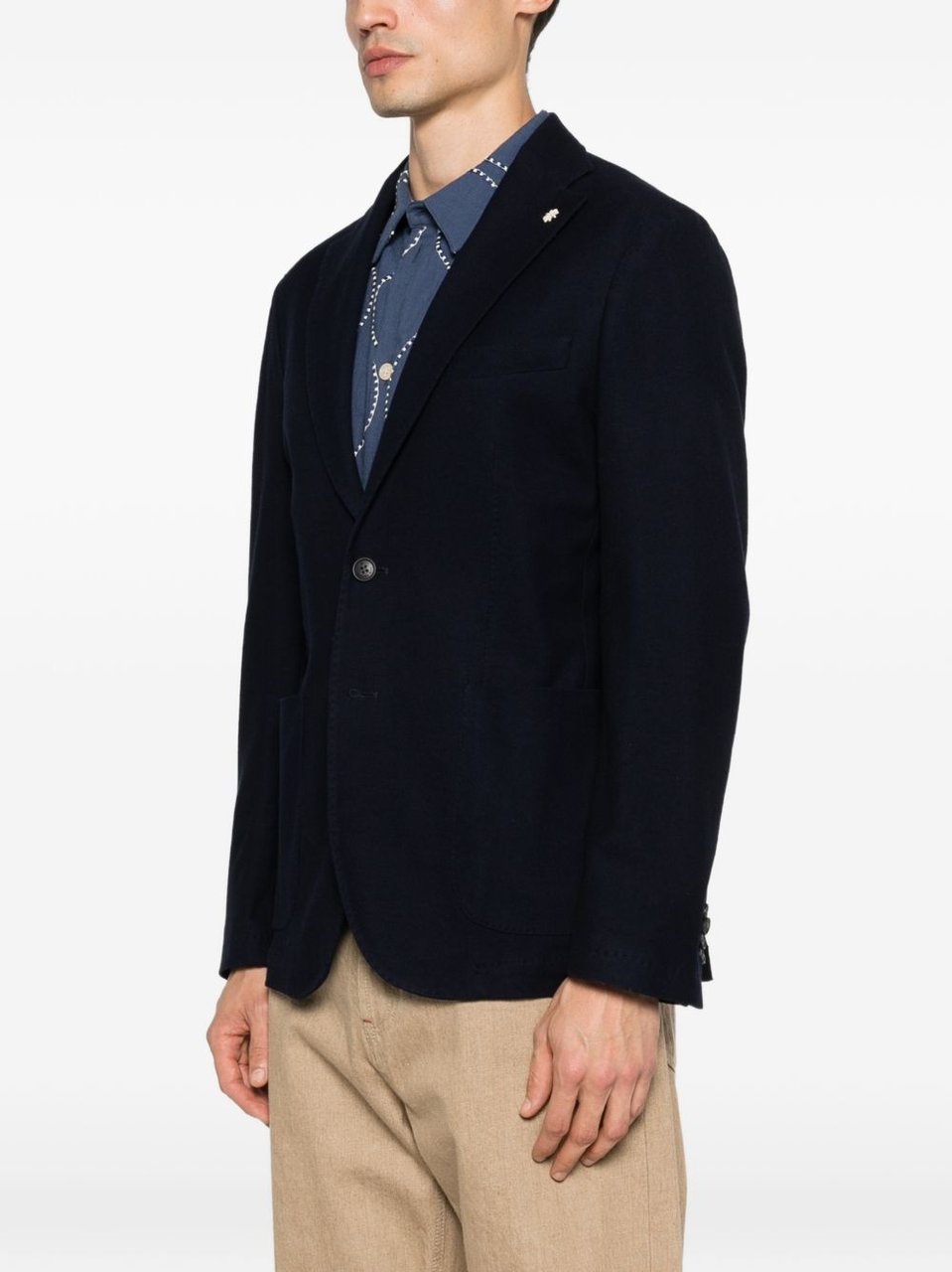 Manuel Ritz Tailored Blazer-Style Notch Lapels Cardigan Zwart