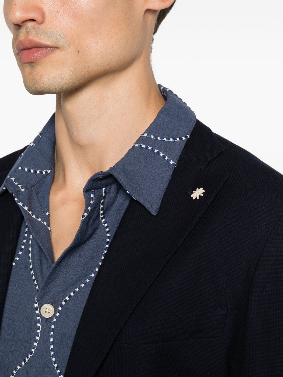 Manuel Ritz Tailored Blazer-Style Notch Lapels Cardigan Zwart