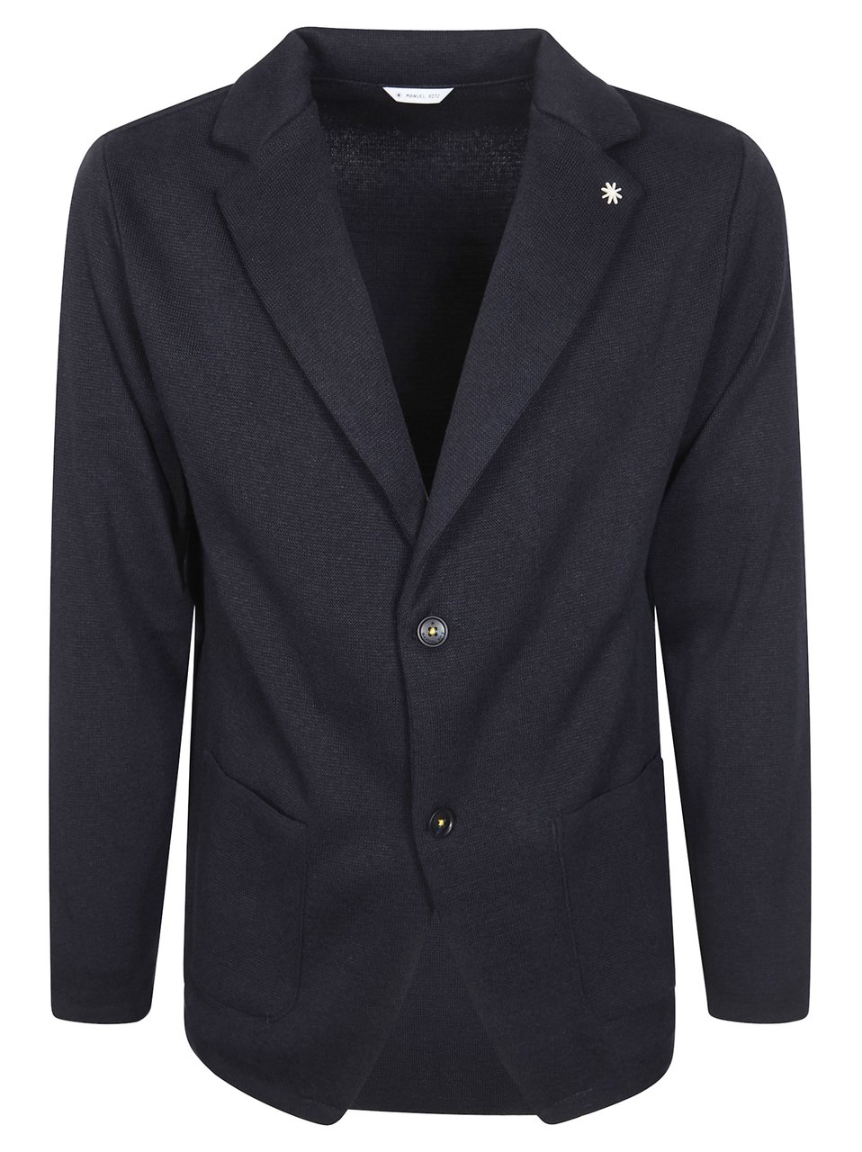 Manuel Ritz Textured Knit Star Pin Blazer Zwart