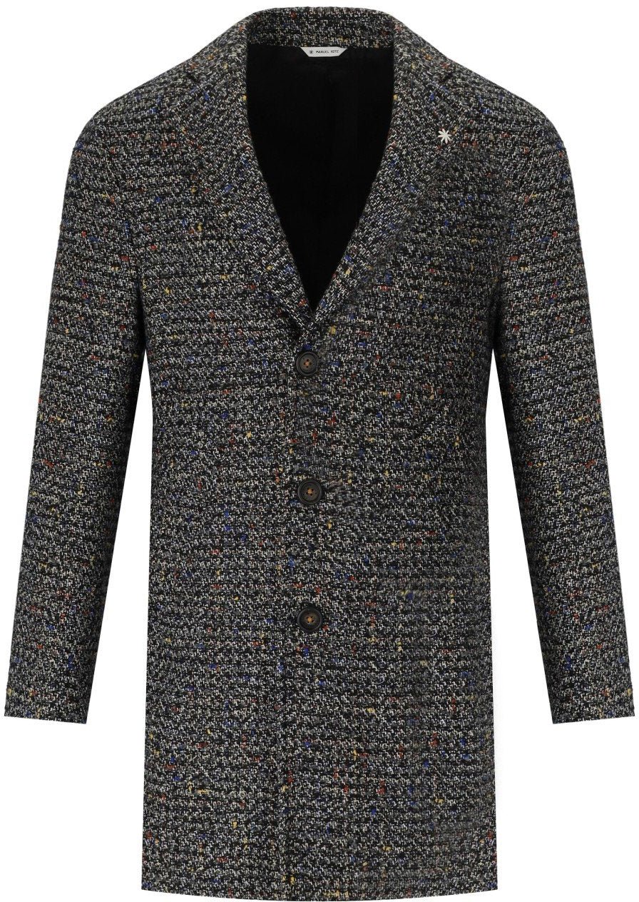 Manuel Ritz MANUEL RITZ MELANGE GREY SINGLE BREASTED COAT Grijs