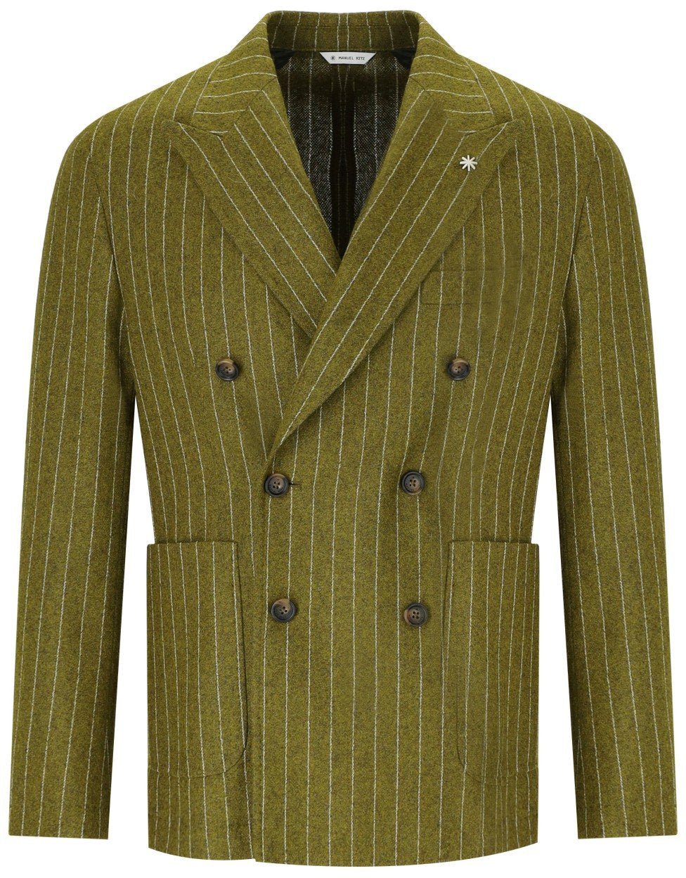 Manuel Ritz MANUEL RITZ PINSTRIPED DOUBLE-BREASTED JACKET Groen