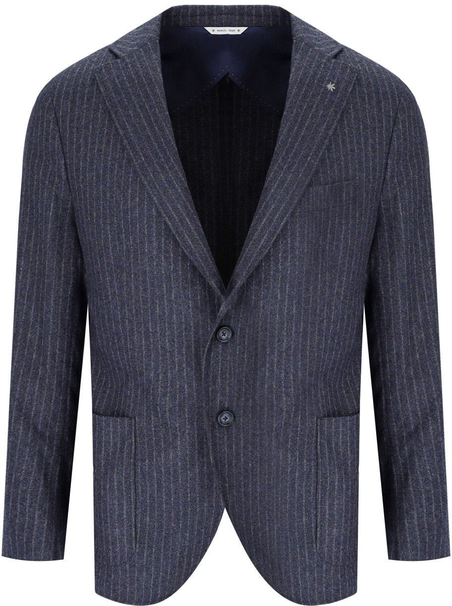 Manuel Ritz MANUEL RITZ BLUE PINSTRIPE SINGLE-BREASTED JACKET Grijs