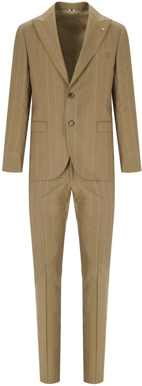 Manuel Ritz MANUEL RITZ PINSTRIPE SINGLE-BREASTED SUIT Beige