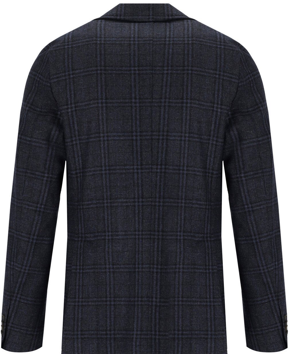 Manuel Ritz MANUEL RITZ TARTAN SINGLE BREASTED JACKET Blauw