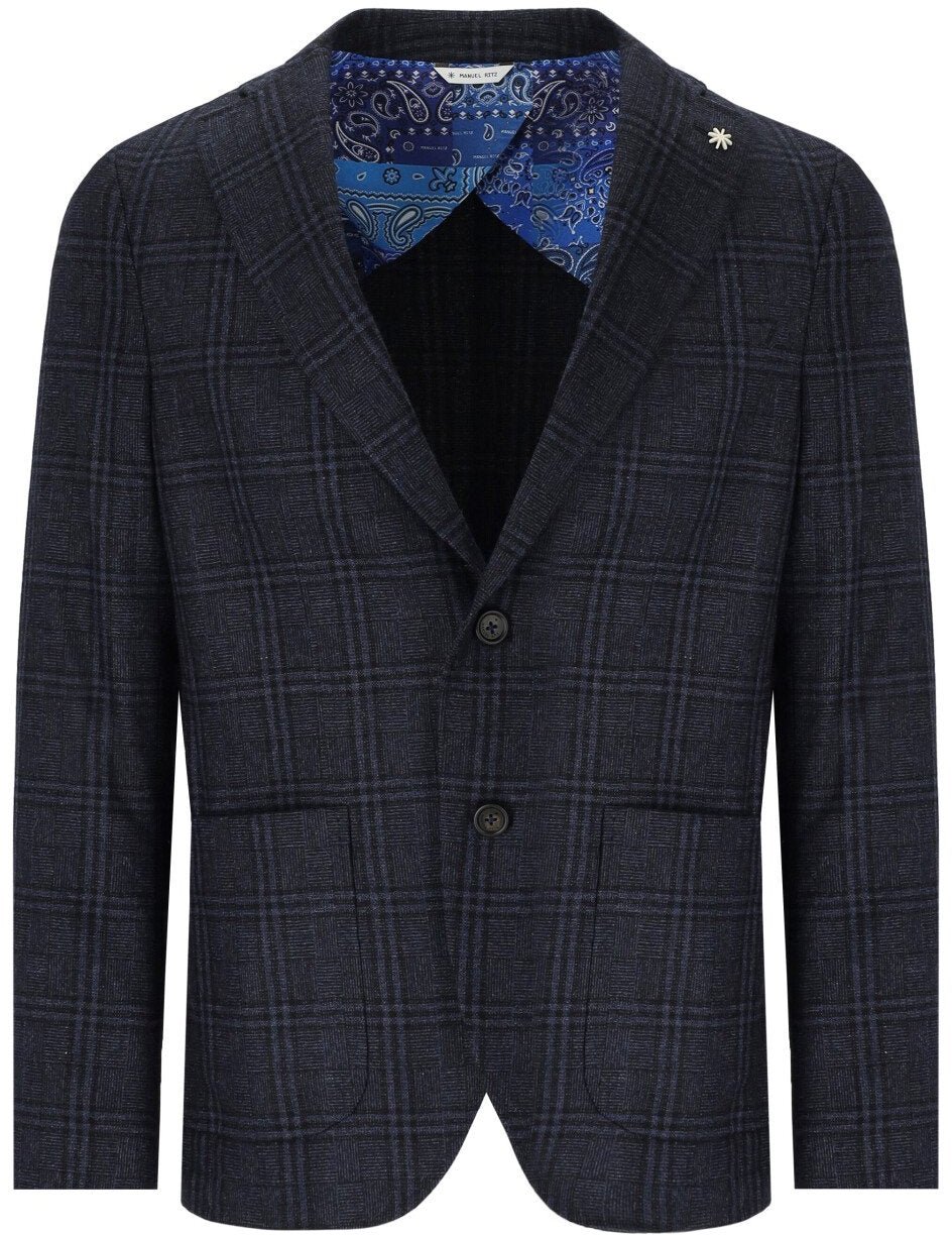 Manuel Ritz MANUEL RITZ TARTAN SINGLE BREASTED JACKET Blauw
