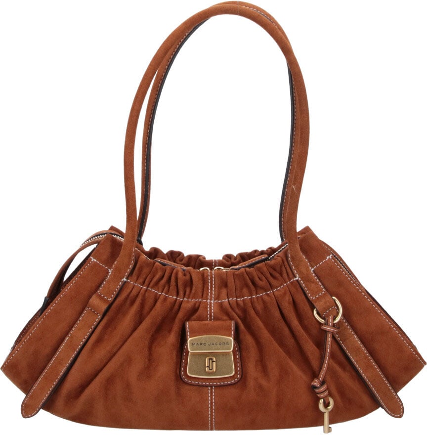 Marc Jacobs Brown The Christina Ruched Suede Bag Bruin