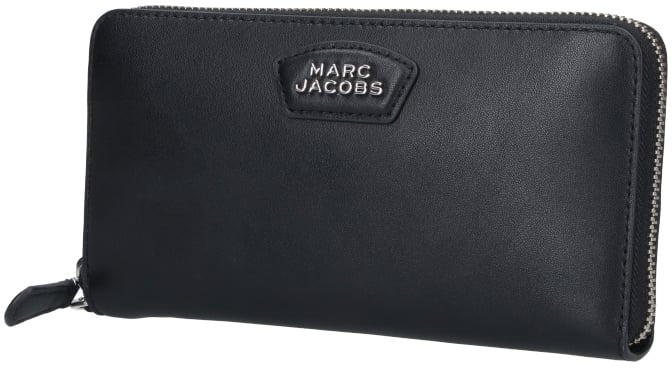 Marc Jacobs Rectangular Black Leather Continental Wallet with Zip-Around Closure Zwart