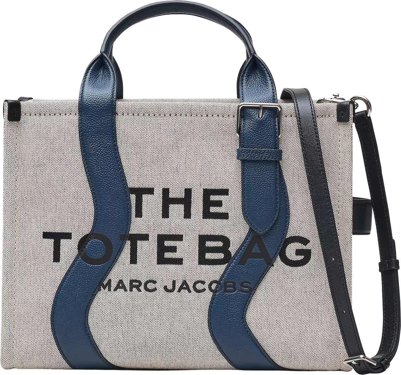Marc Jacobs Medium Textured Fabric Tote with Contrasting Leather Straps Wit