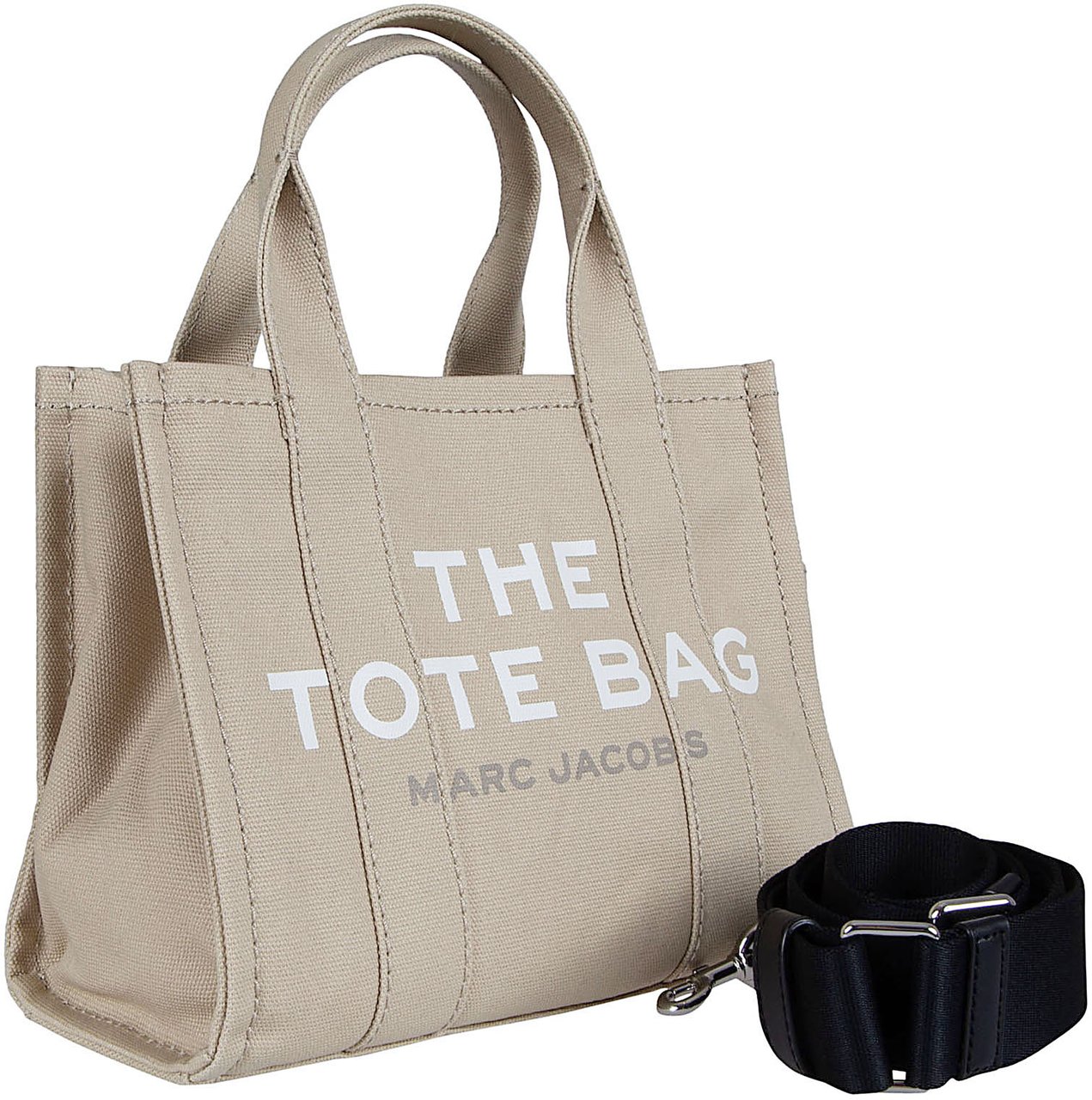 Marc Jacobs Structured Tote Bag in Beige Cotton Canvas Neutraal