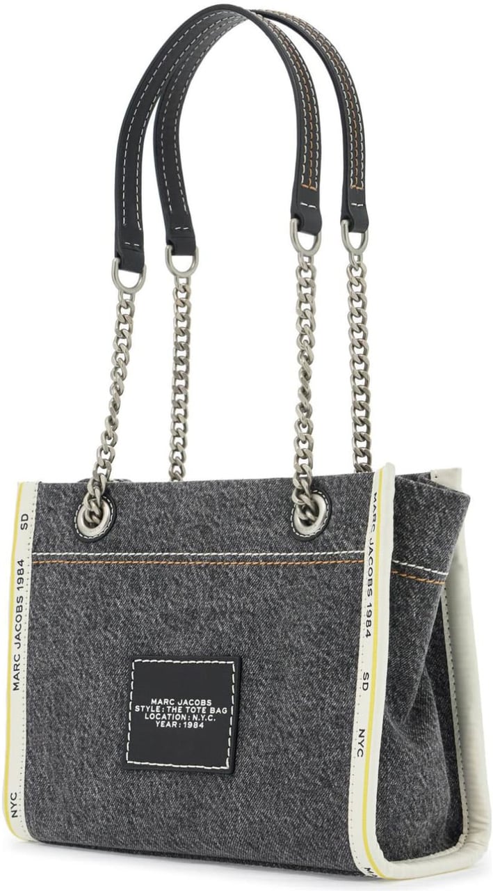 Marc Jacobs Textured Cotton Tote Bag with Bold Print Grijs