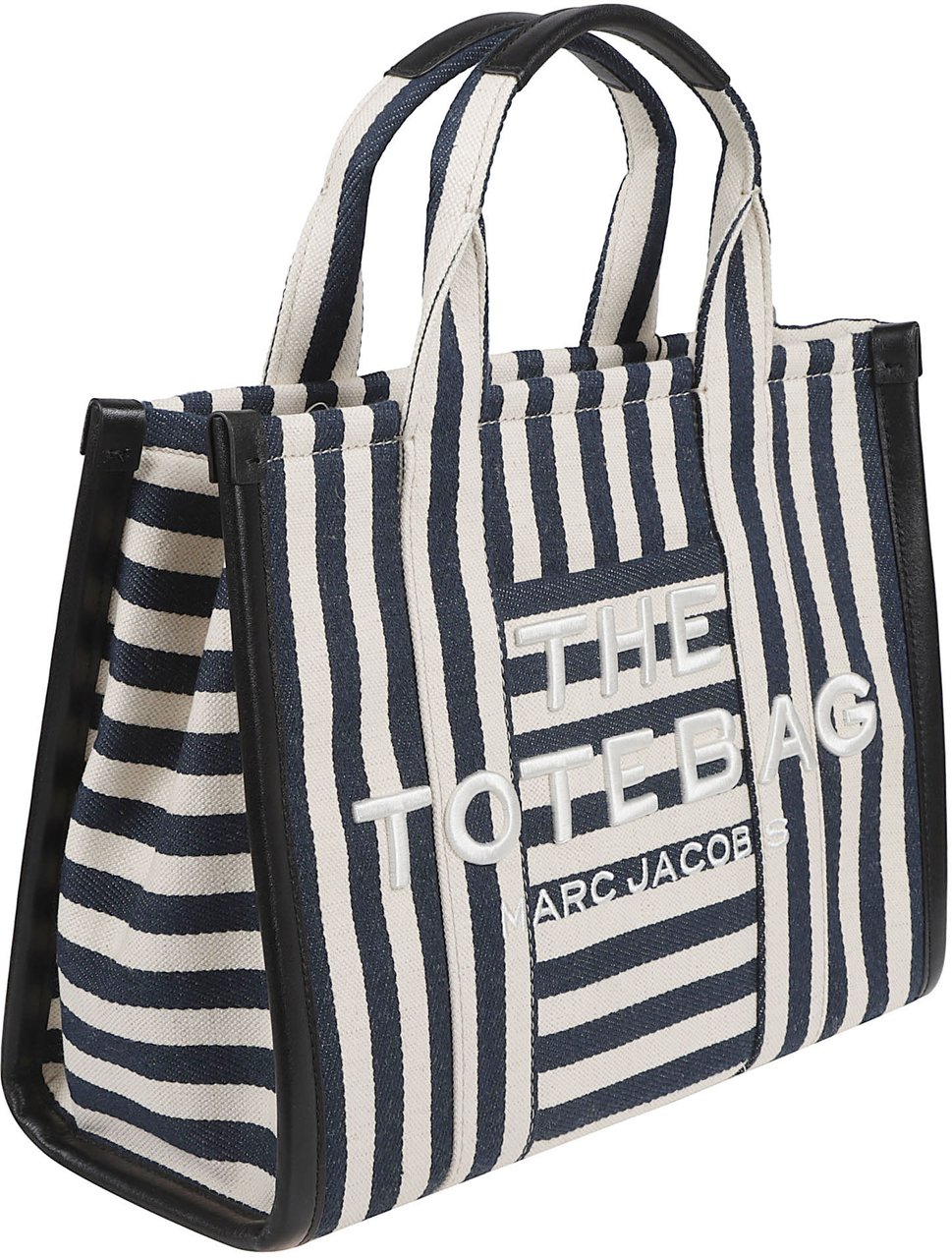 Marc Jacobs Structured Canvas Tote Bag with Leather Trim Grijs