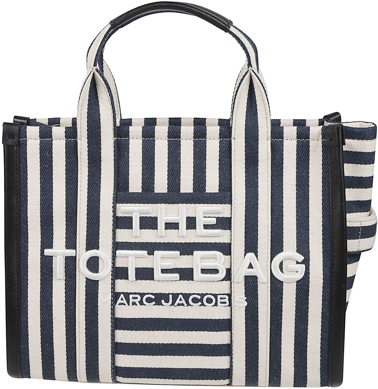 Marc Jacobs Structured Canvas Tote Bag with Leather Trim Grijs