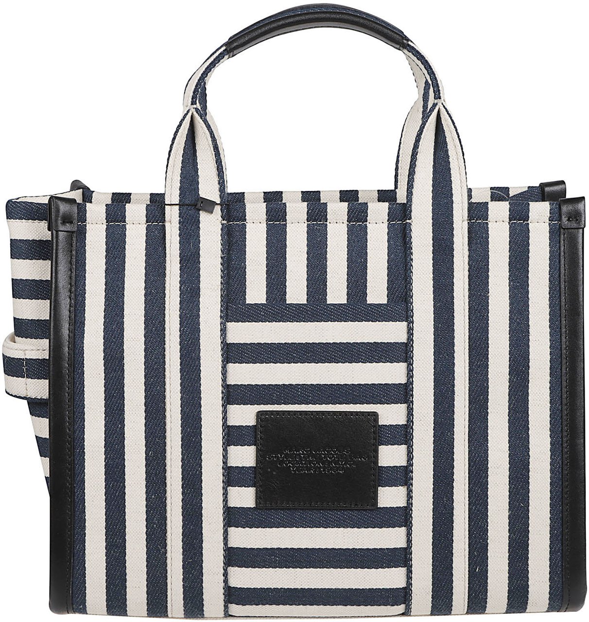 Marc Jacobs Structured Canvas Tote Bag with Leather Trim Grijs