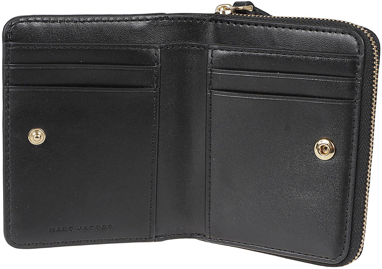 Marc Jacobs Textured Leather Wallet With Logo Zwart