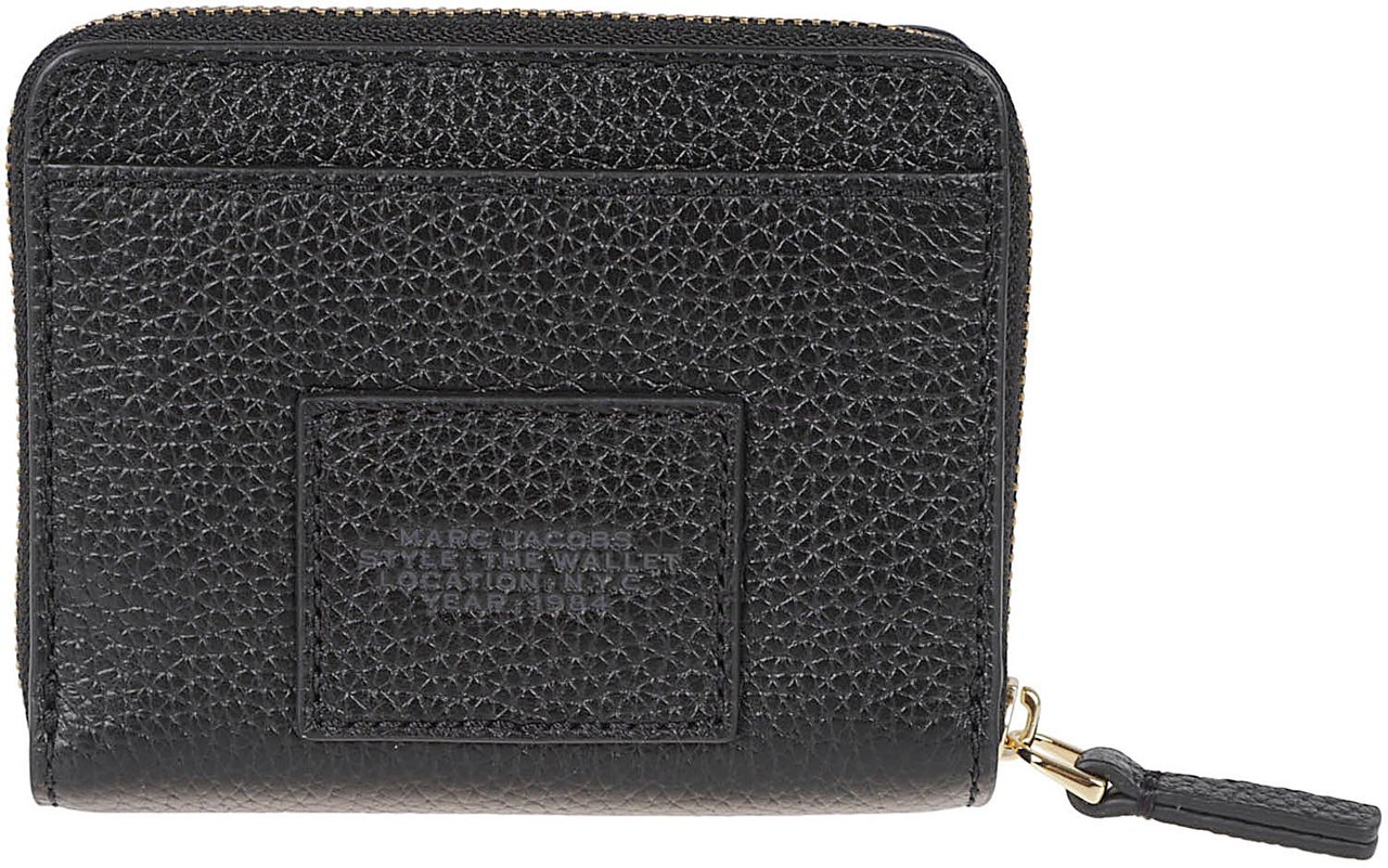 Marc Jacobs Textured Leather Wallet With Logo Zwart