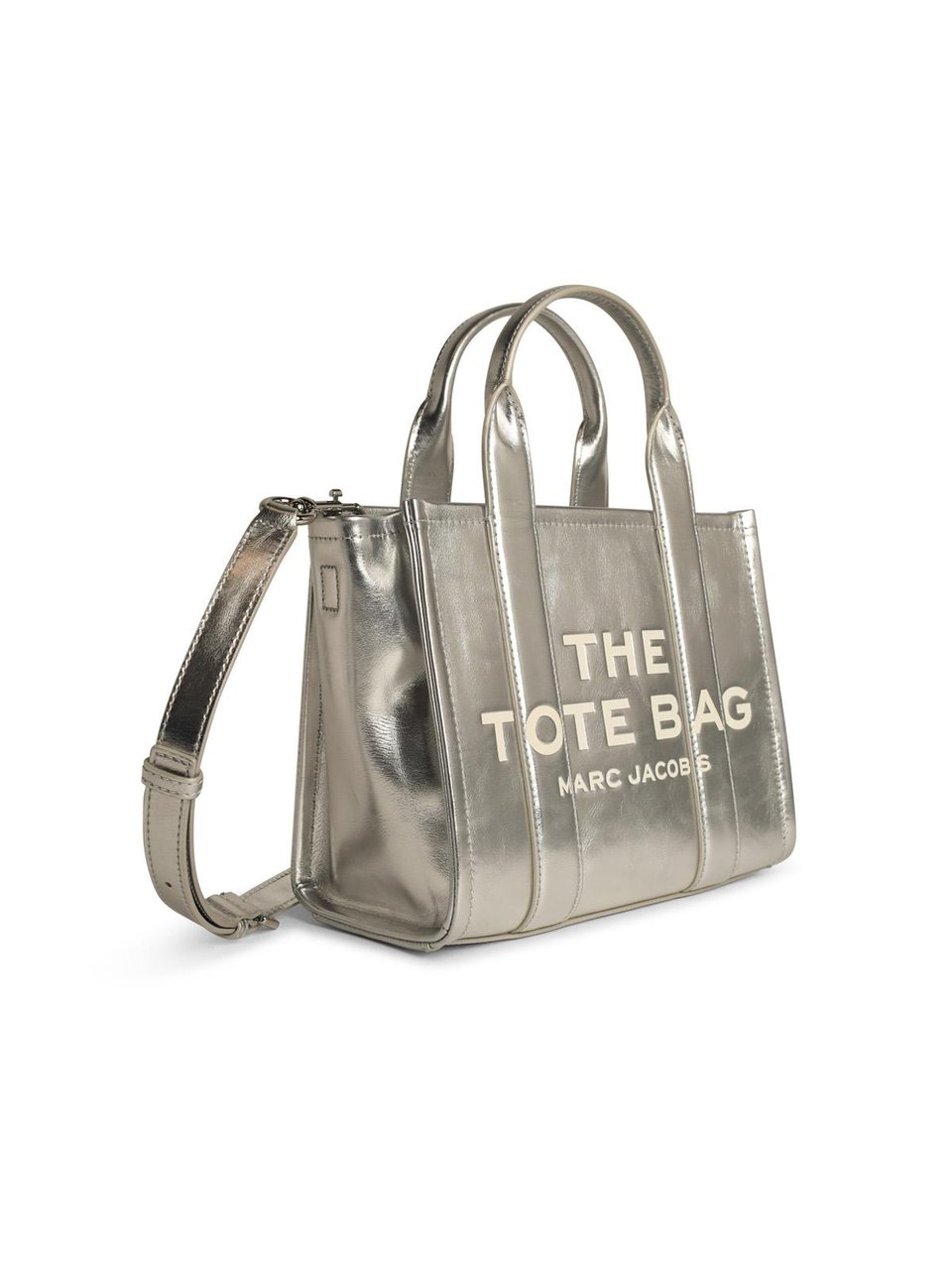 Marc Jacobs Small 'Tote' Silver Leather Bag Grijs
