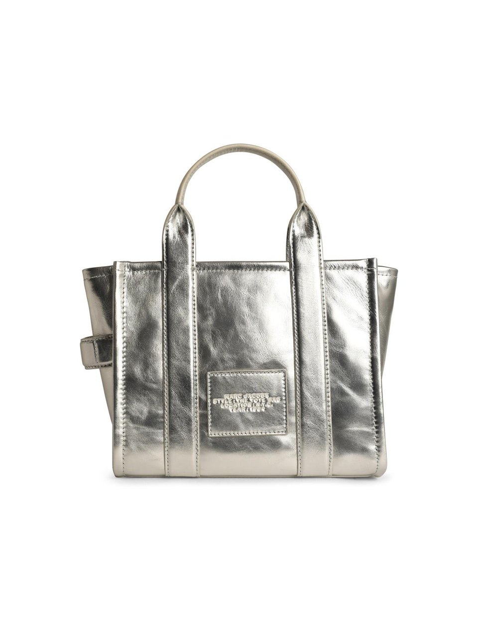 Marc Jacobs Small 'Tote' Silver Leather Bag Grijs