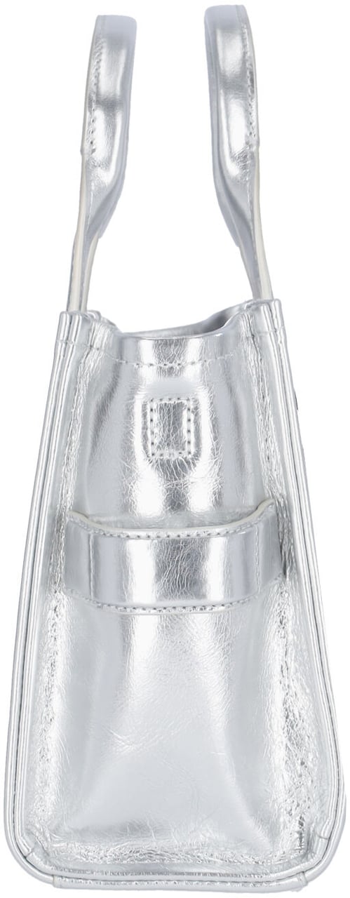 Marc Jacobs Silver Metallic Leather Small Tote Bag Zilver