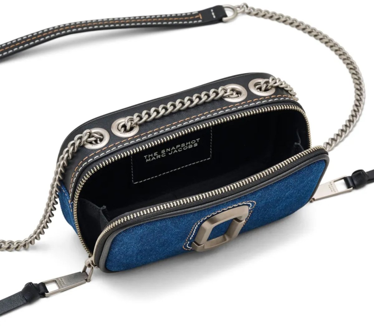 Marc Jacobs The Denim Chain Snapshot Shoulder Bag Blauw