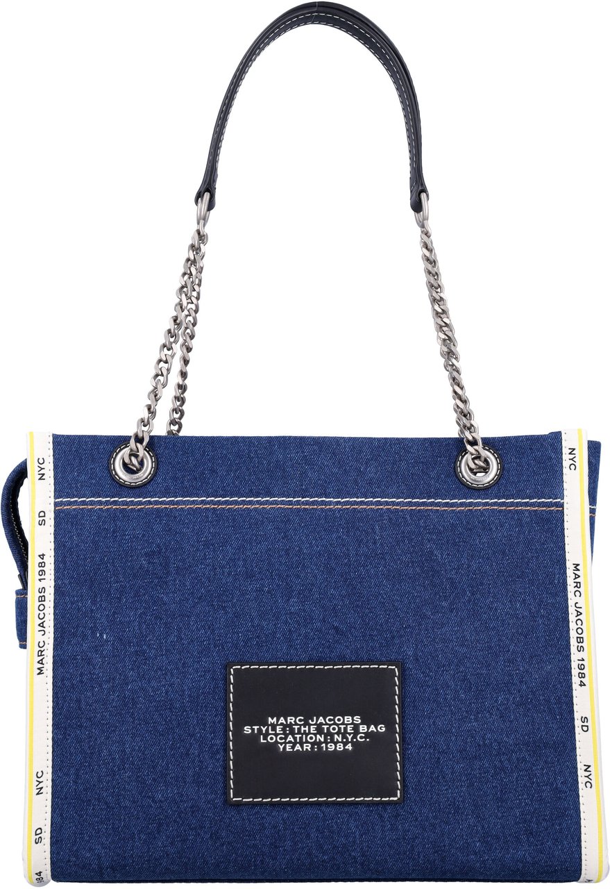 Marc Jacobs The Medium Tote Chain Denim Dark Wash Grijs