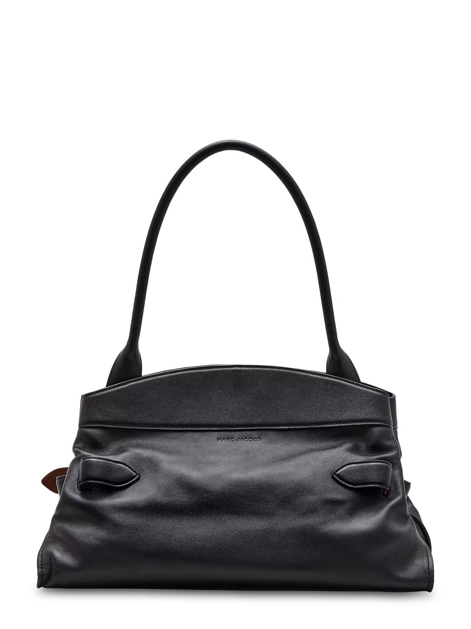 Marc Jacobs Structured Black Leather Satchel with Decorative Buckle Zwart