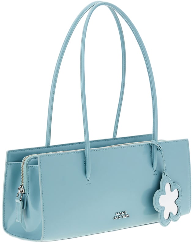 Marc Jacobs Brushed Leather Shoulder Bag with Magnetic Closure and Elegant Charm Blauw