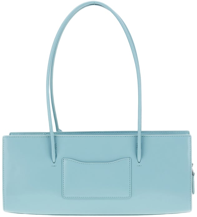 Marc Jacobs Brushed Leather Shoulder Bag with Magnetic Closure and Elegant Charm Blauw
