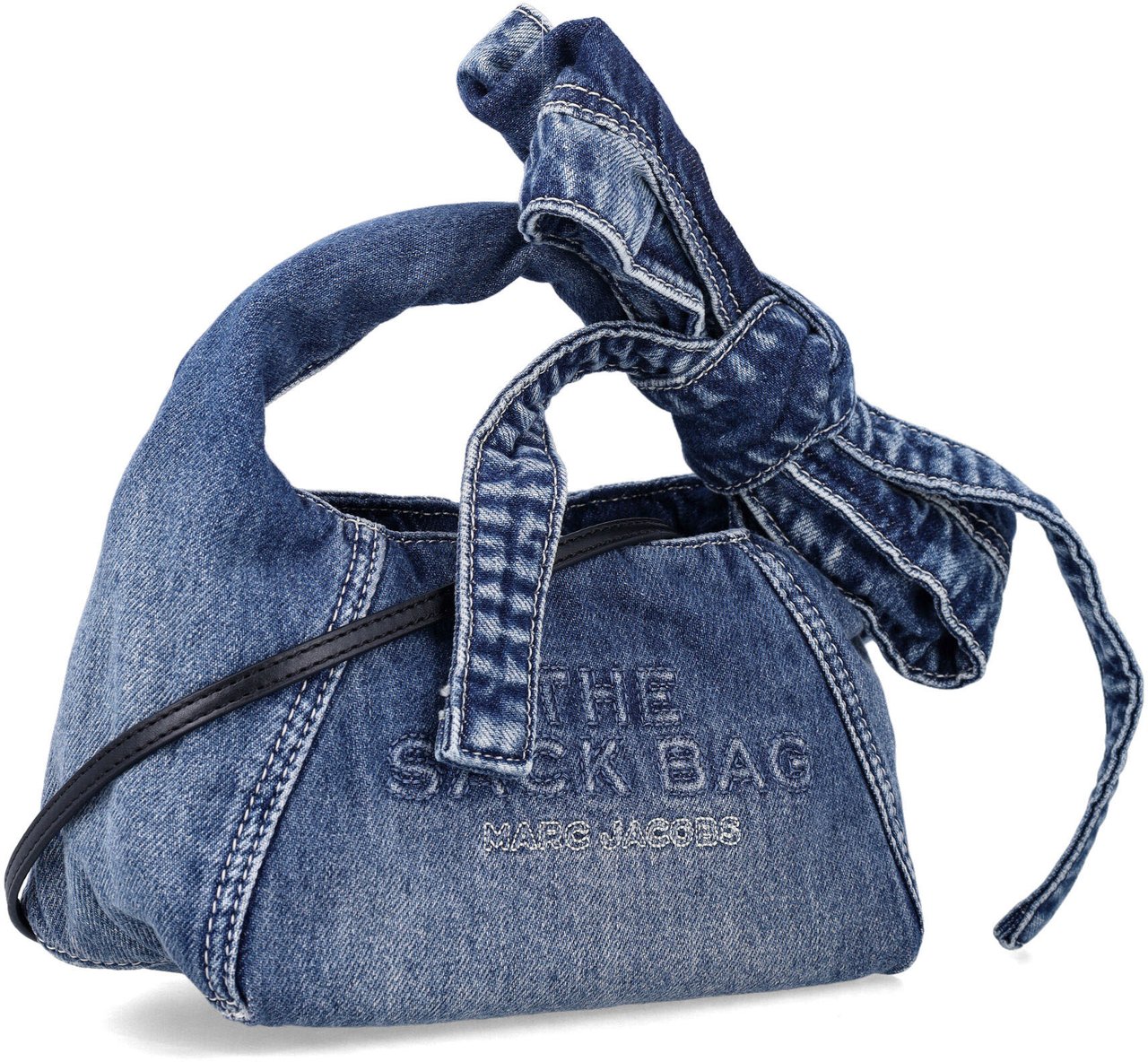 Marc Jacobs The Mini Sack Denim Bow Medium Wash Indigo Blauw