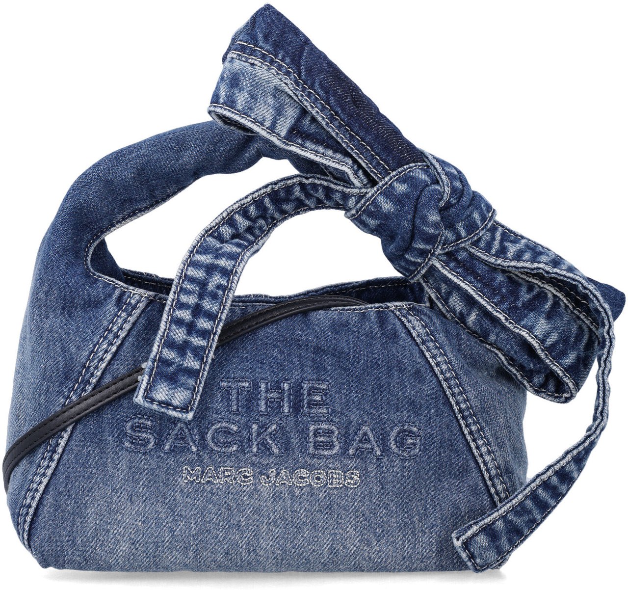 Marc Jacobs The Mini Sack Denim Bow Medium Wash Indigo Blauw