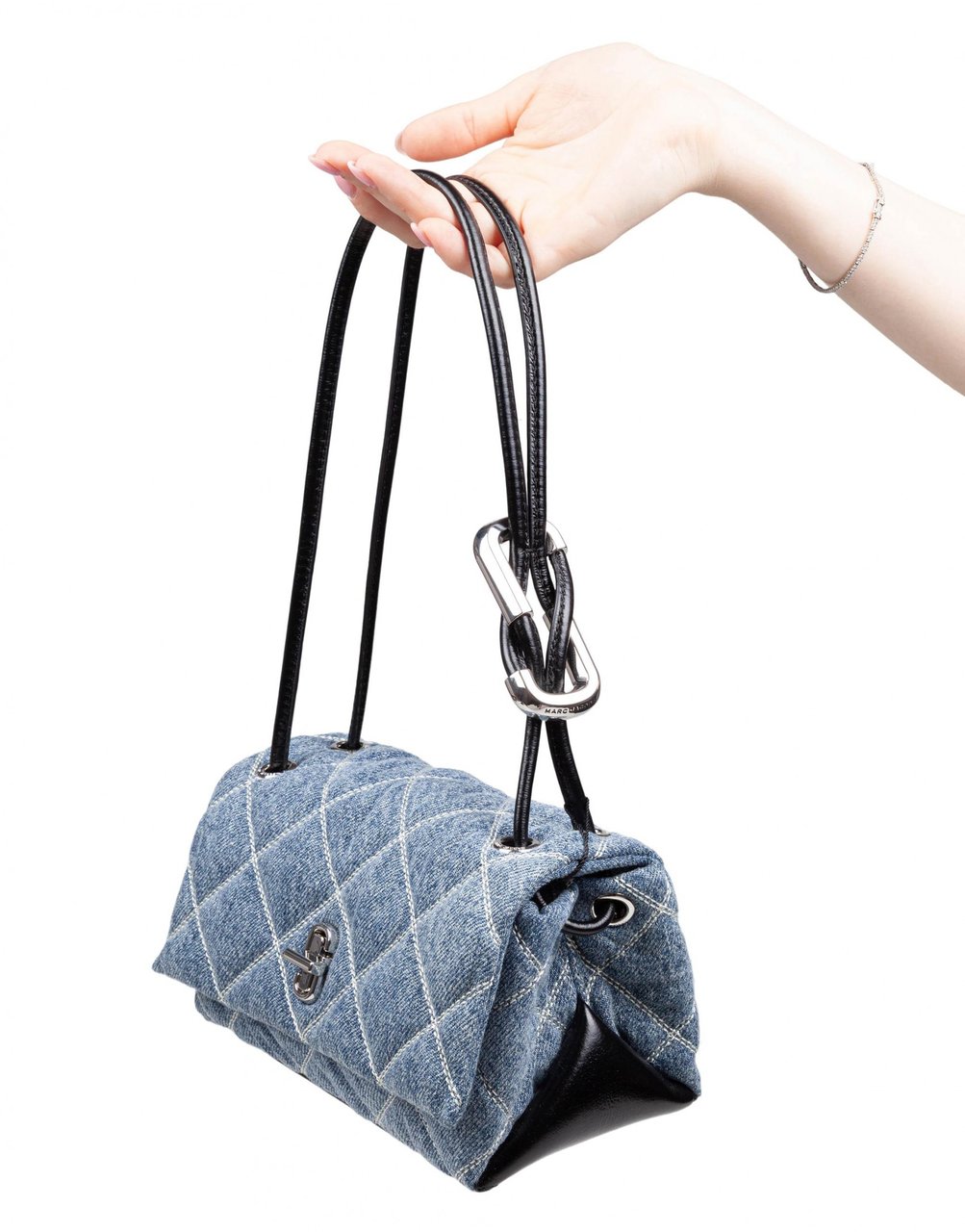 Marc Jacobs Marc jacobs the mini dual shoulder bag in quilted denim color indigo blue Blauw
