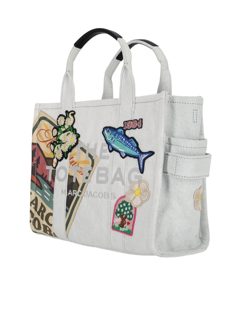 Marc Jacobs The Medium Tote Embroidered Cotton Tote Wit