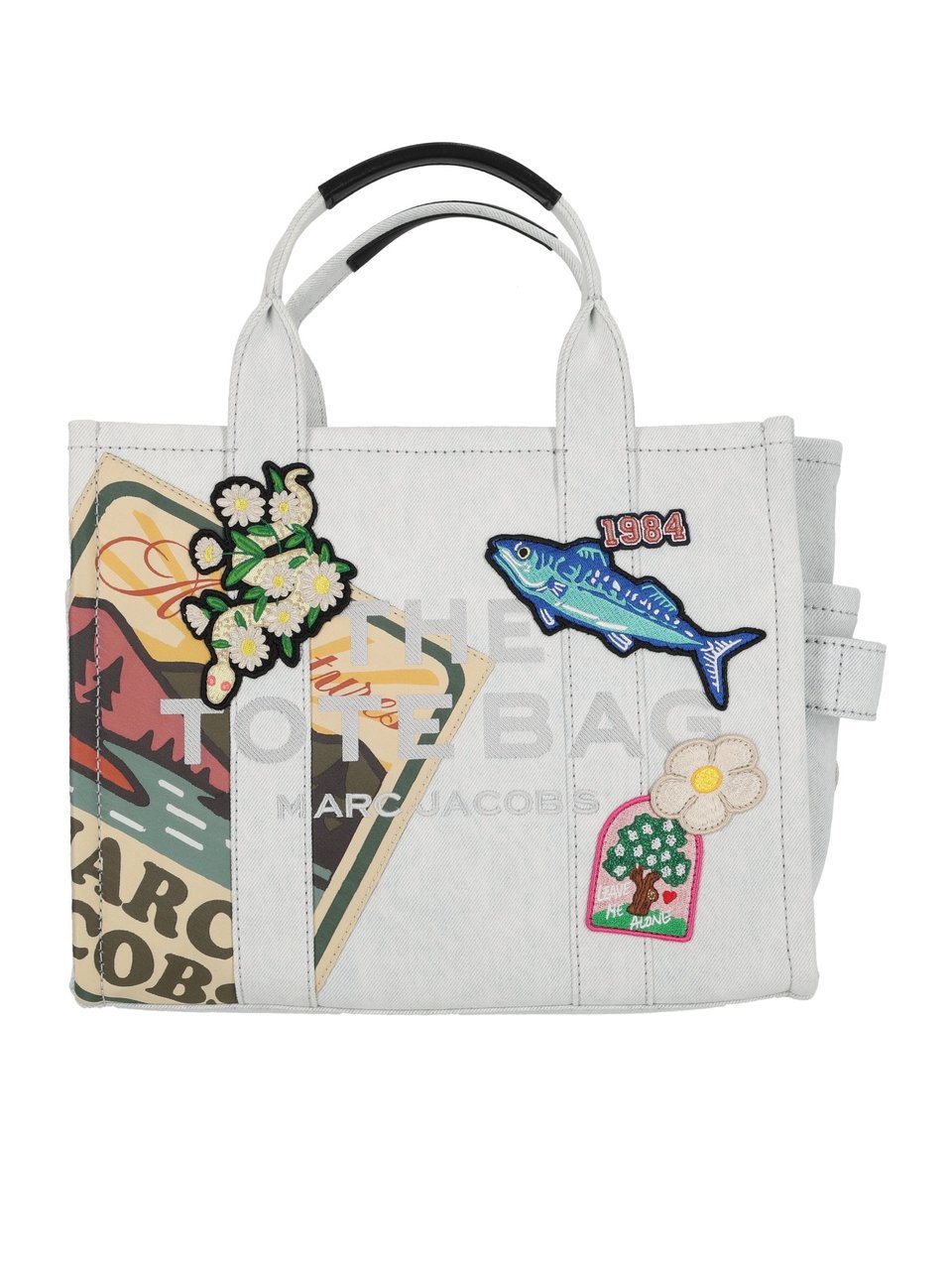 Marc Jacobs The Medium Tote Embroidered Cotton Tote Wit