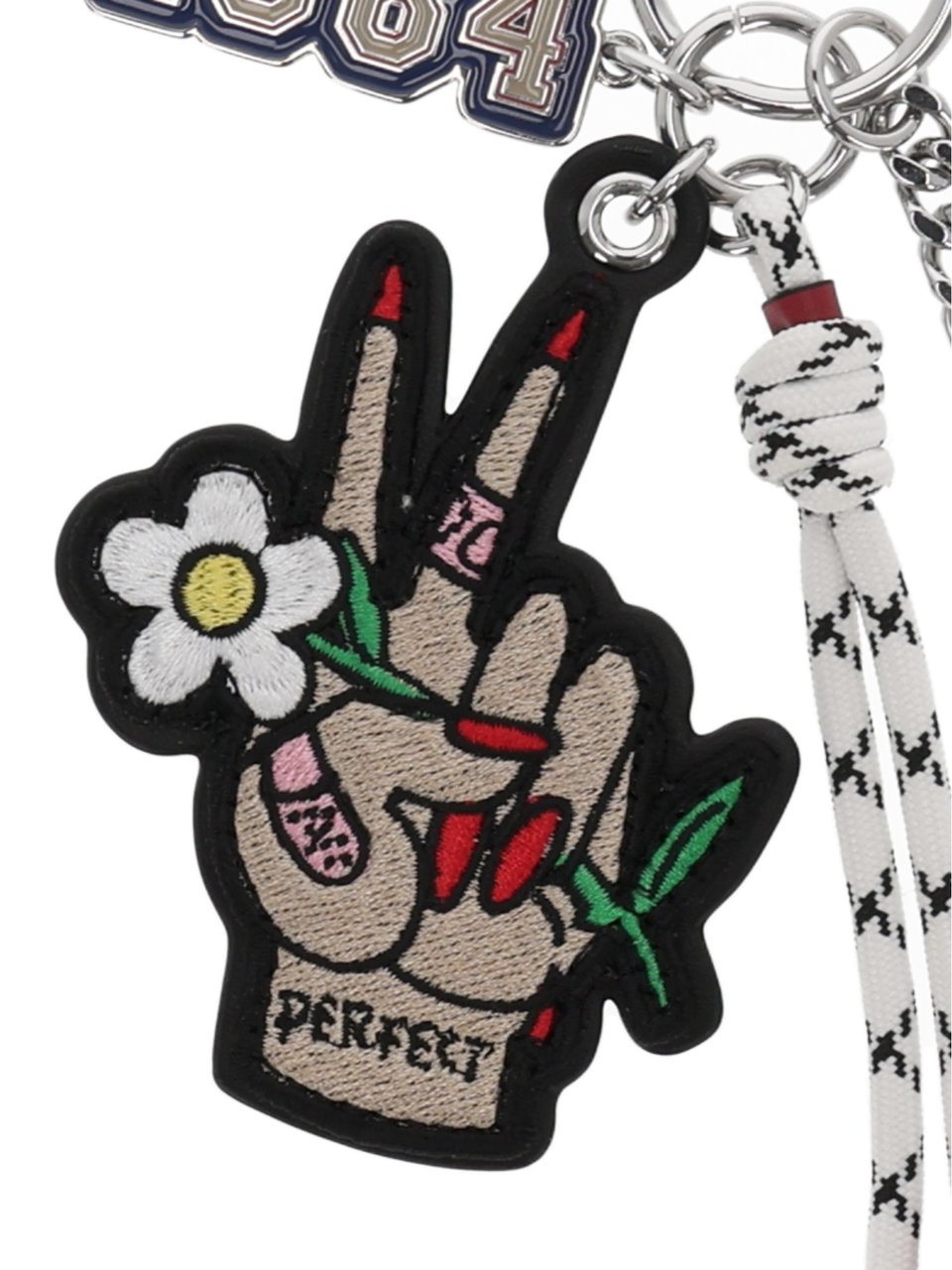 Marc Jacobs The Cluster Charm Peace Sign Keychain Zwart