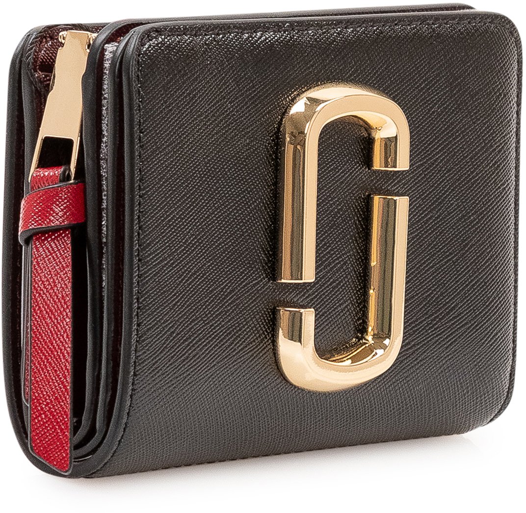 Marc Jacobs The Mini Compact Wallet con Placca Logo Zwart