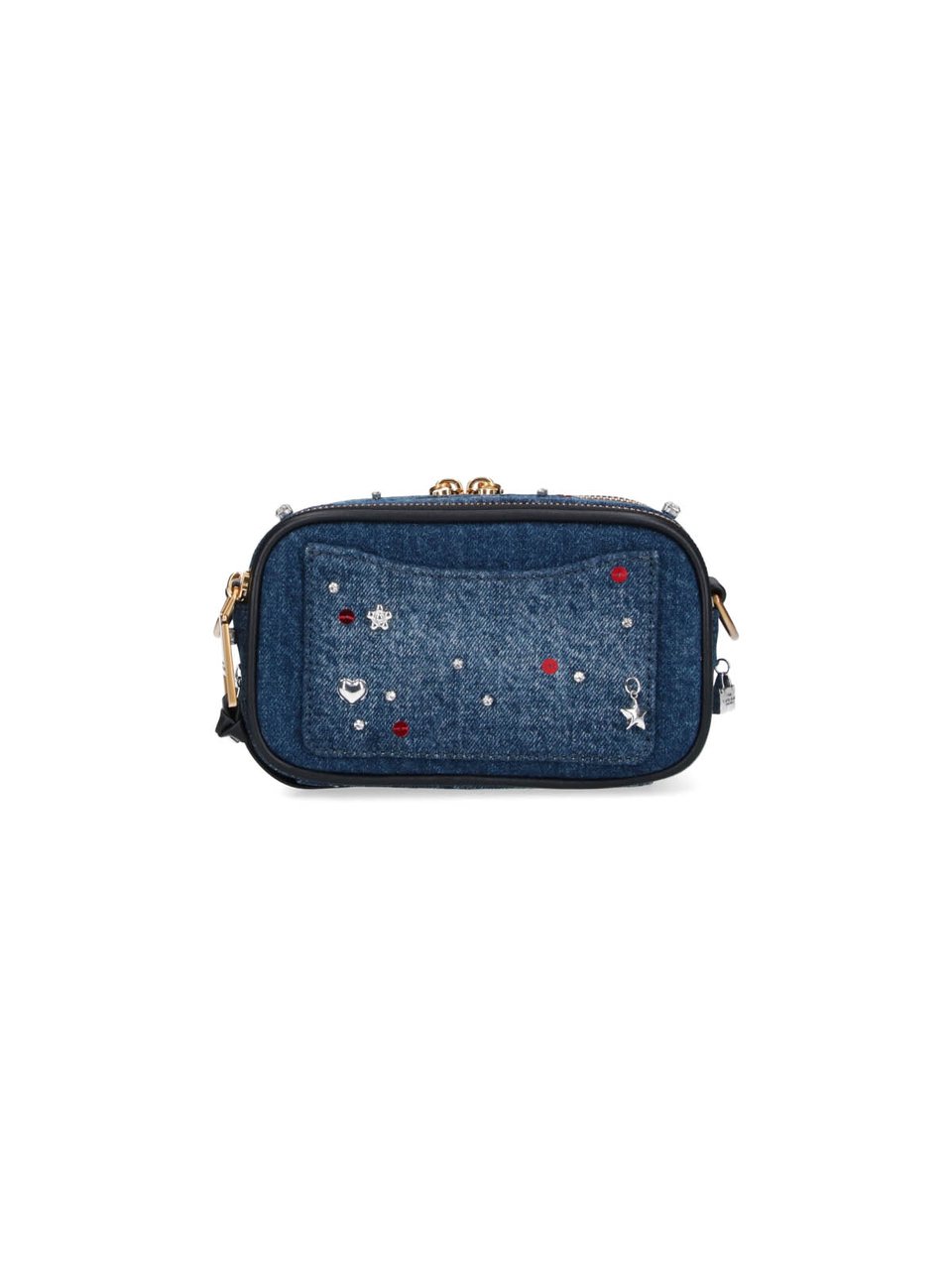 Marc Jacobs Denim Crossbody Bag with Playful Charms Blauw